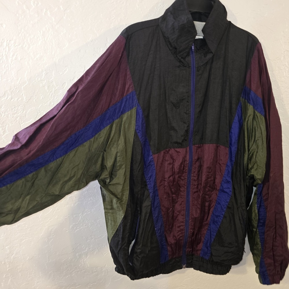 Trespass Nylon Windbreaker Jacket Mens Adult 1T Full Zip Colorblock 80's Lined